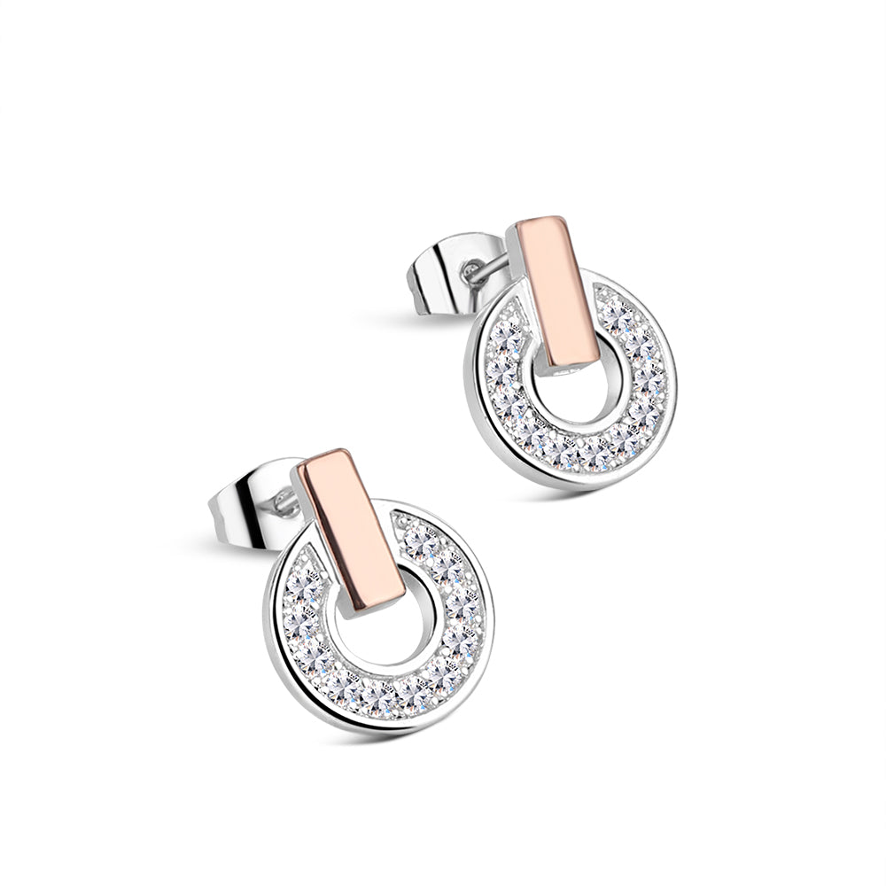 Silver & Rose Gold Plated Tiamo Earrings