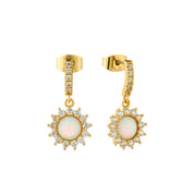 Gold Plated Opal Drop Earrings
