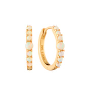 Gold Plated Opal Huggie Hoop Earrings