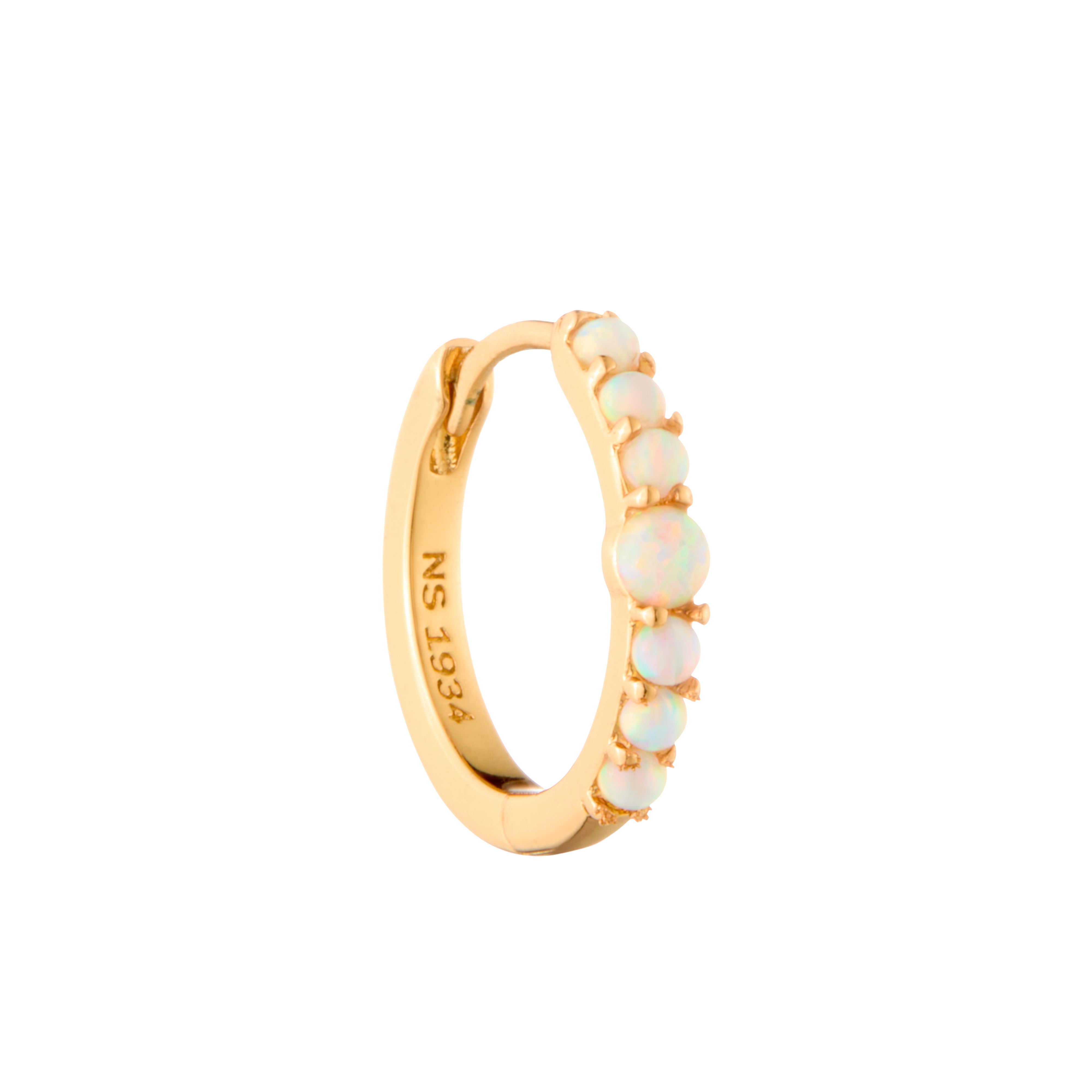 Gold Plated Opal Huggie Hoop Earrings