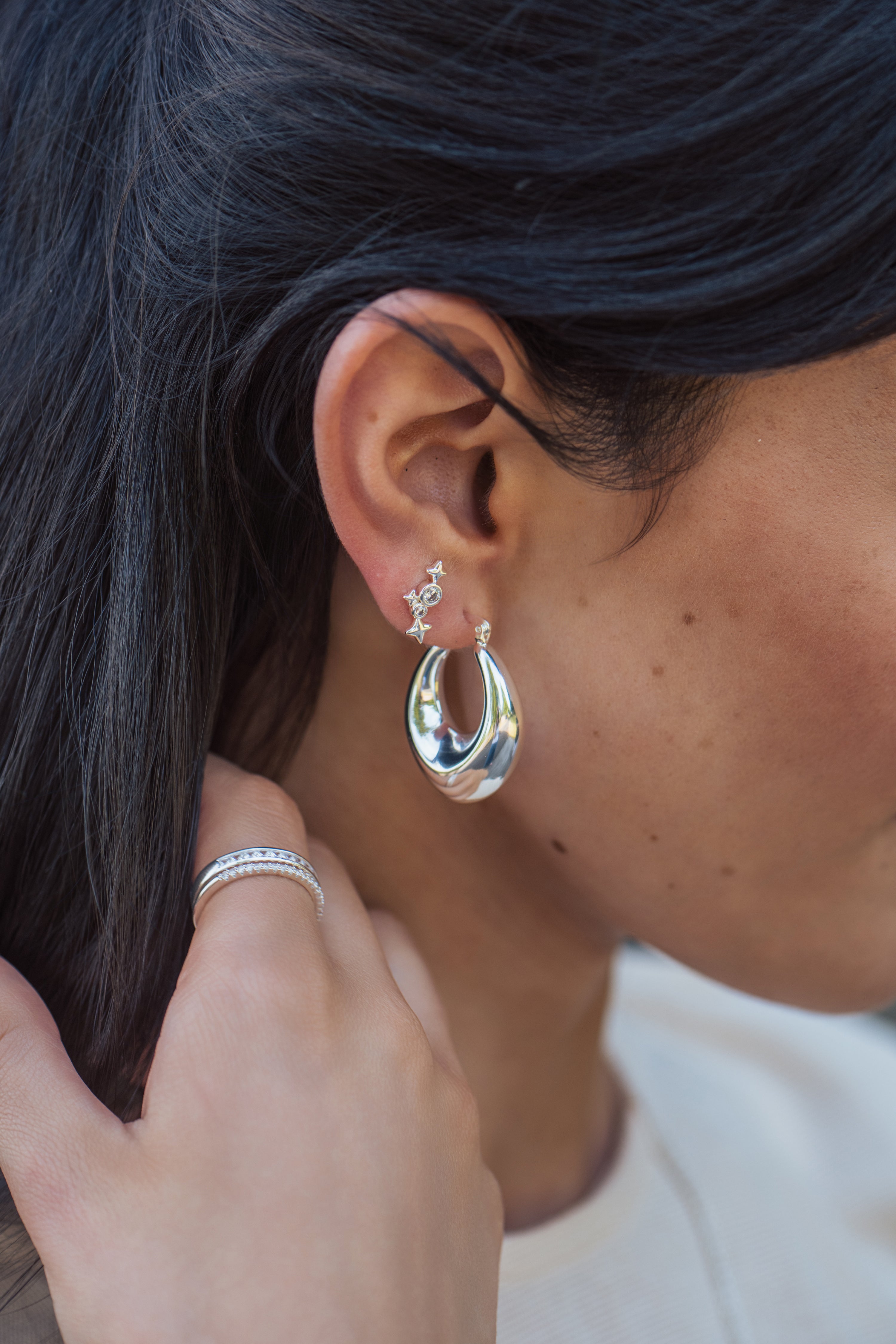 Silver Plated CZ Star Earrings