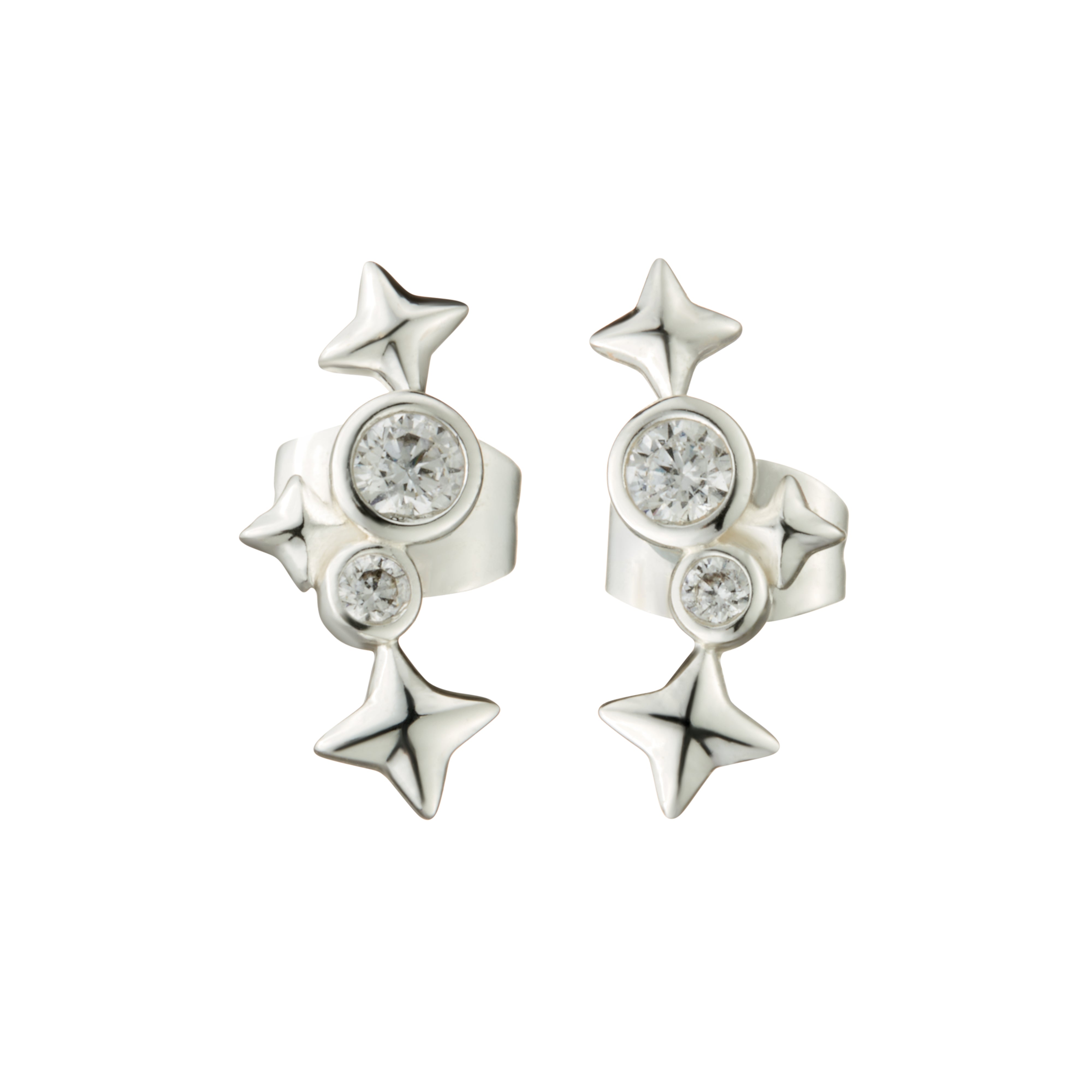 Silver Plated CZ Star Earrings