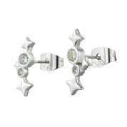 Silver Plated CZ Star Earrings