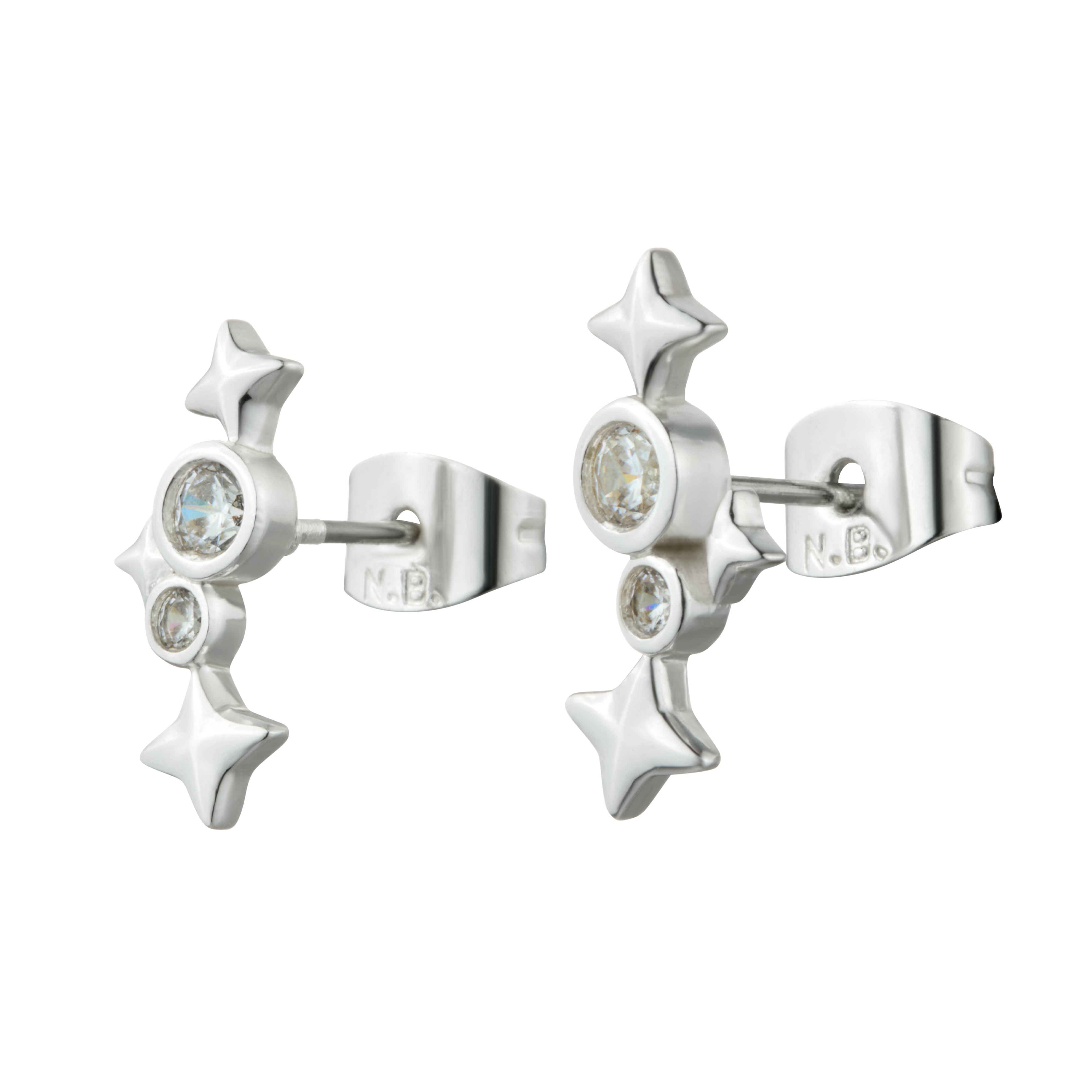 Silver Plated CZ Star Earrings