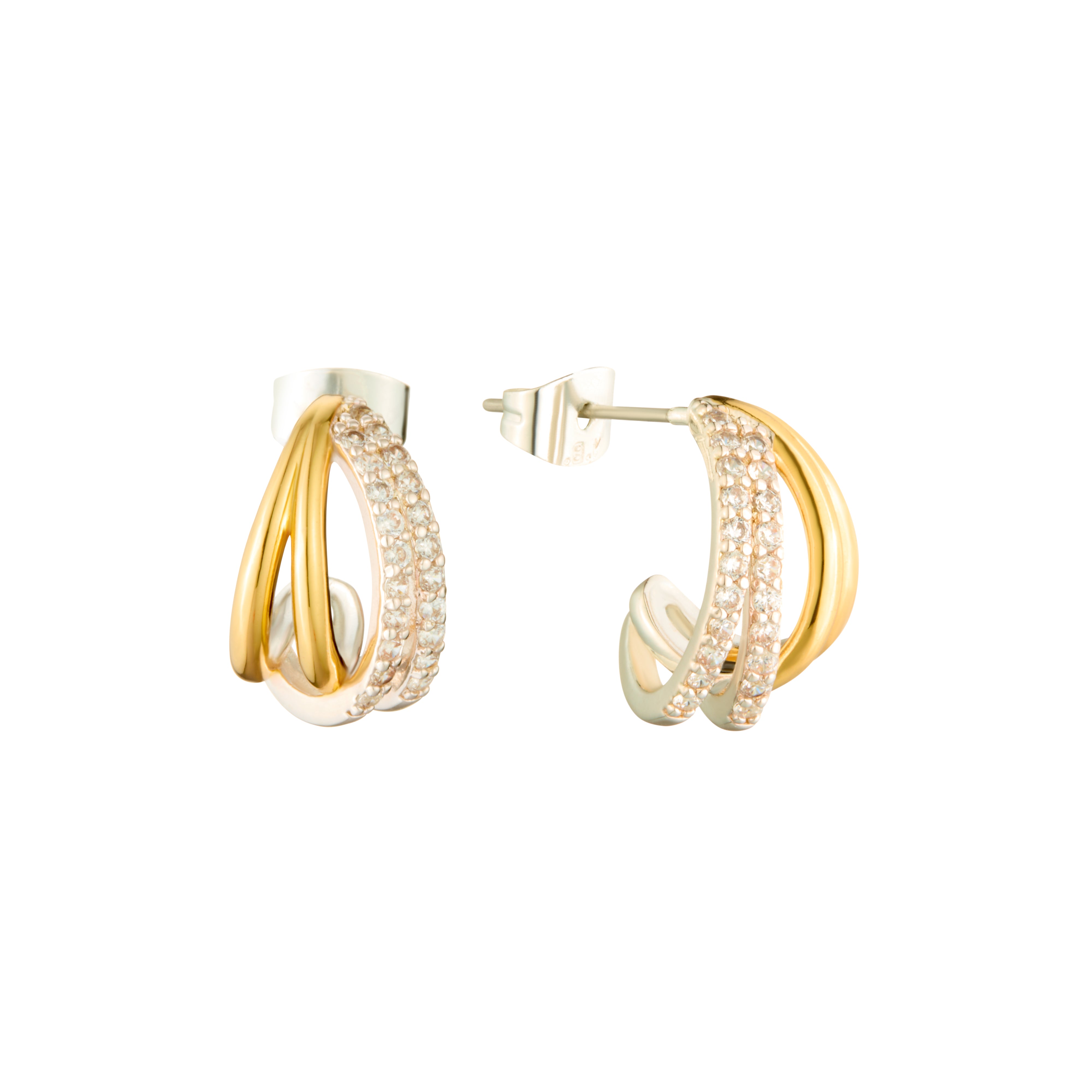 Silver & Gold Plated CZ Earrings