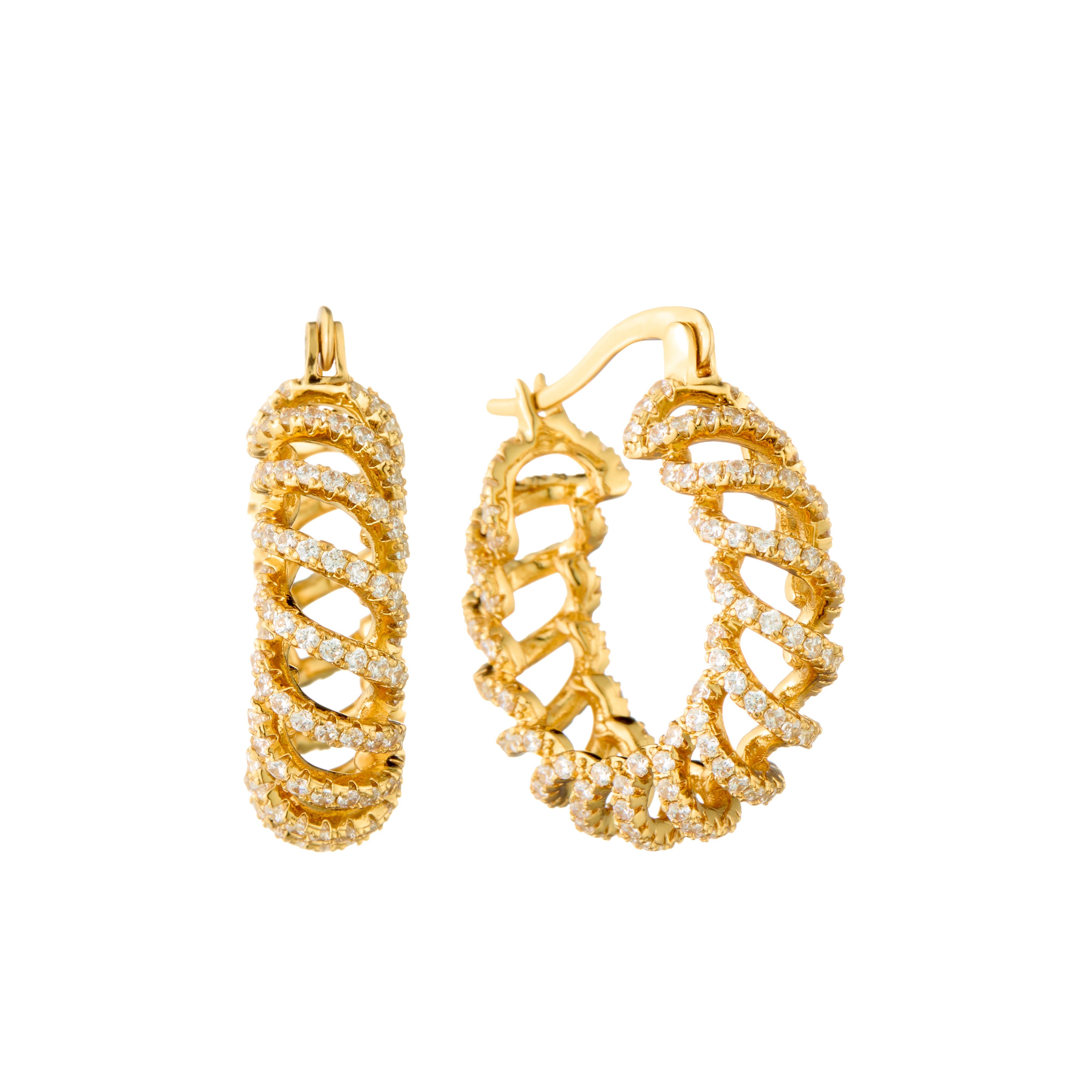 Gold Plated Hoop CZ Earrings