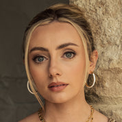 Gold Plated White Enamel Hoop Earrings