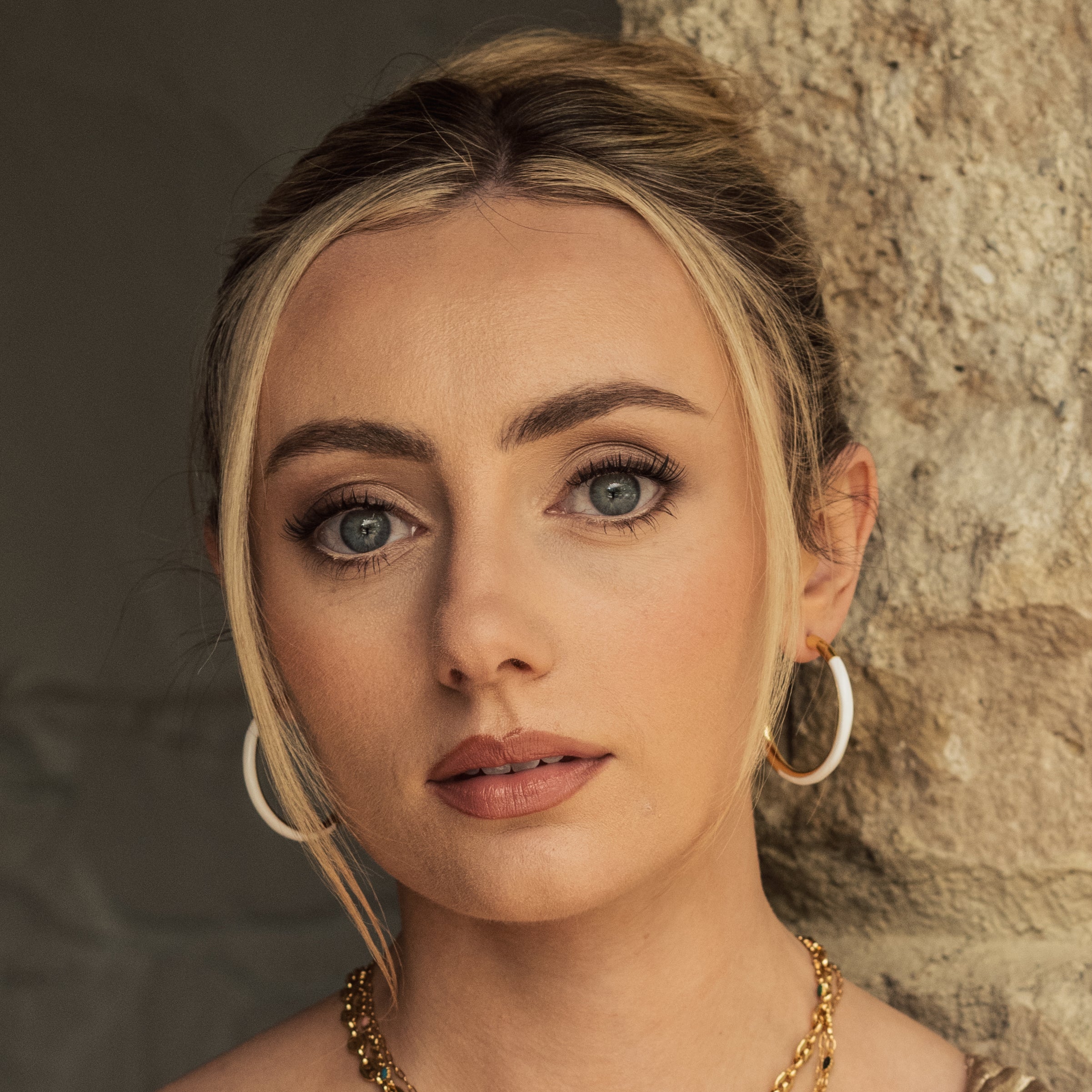 Gold Plated White Enamel Hoop Earrings