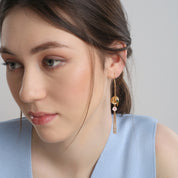 Gold Plated Bird with Pink Flower Earrings