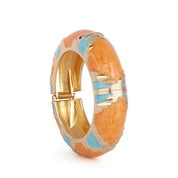 Gold Plated Orange & Green Enamel Bangle