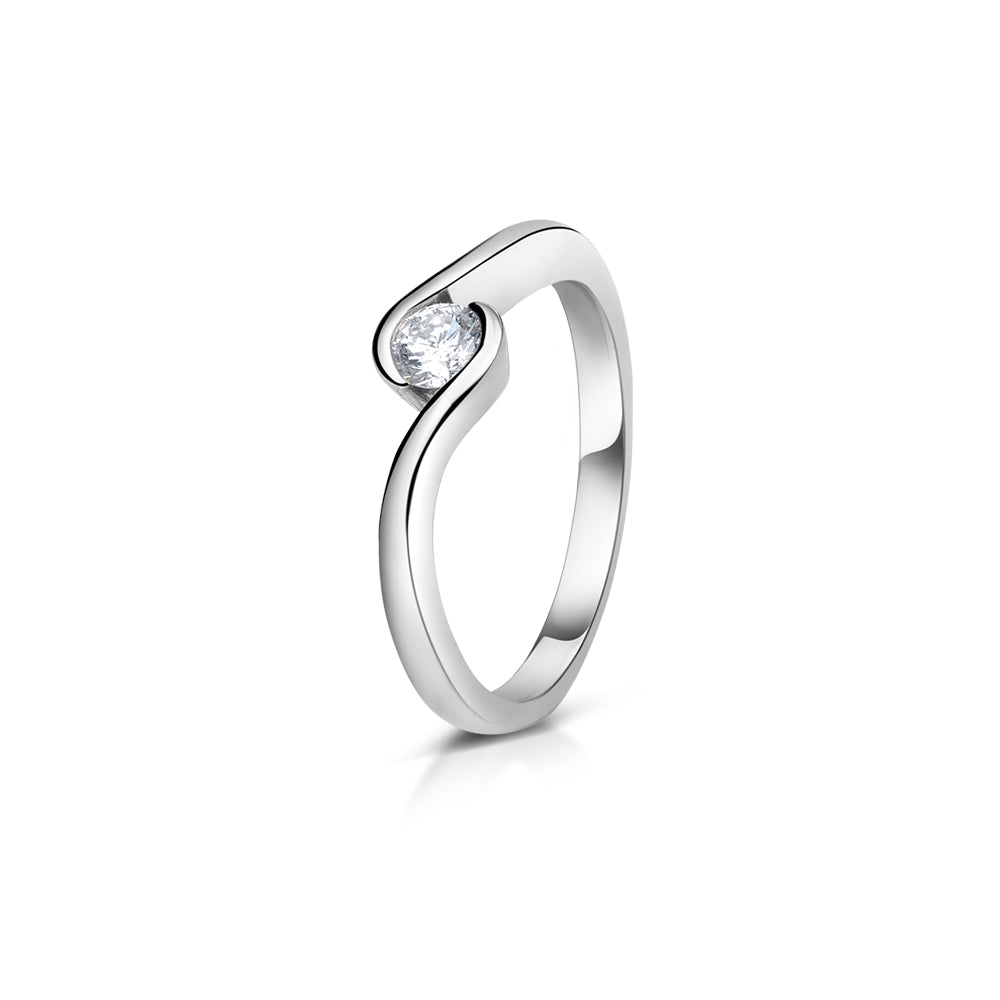 Sterling Silver Channel Set Lab Grown Diamond Ring 0.2ct Size P