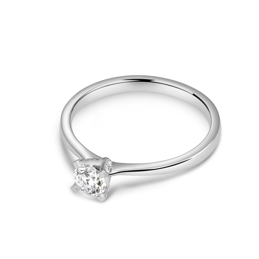 Sterling Silver Solitaire Lab Grown Diamond Ring Size N