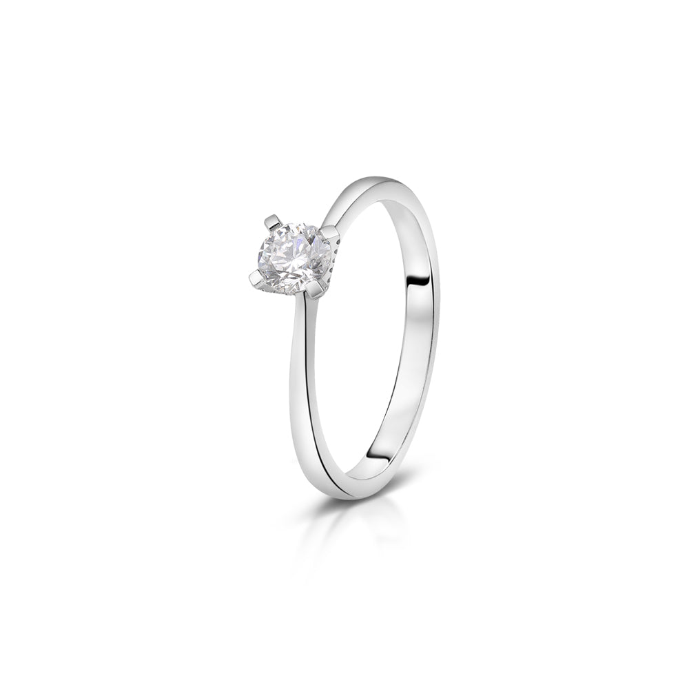 Sterling Silver Solitaire Lab Grown Diamond Ring 0.35ct Size L