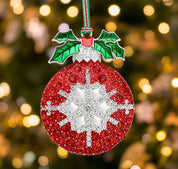 Clear & Red Stone Bauble Christmas Tree Decoration