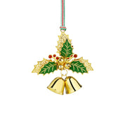 Gold Plated Holly Bells Christmas Tree Decoration