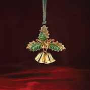 Gold Plated Holly Bells Christmas Tree Decoration
