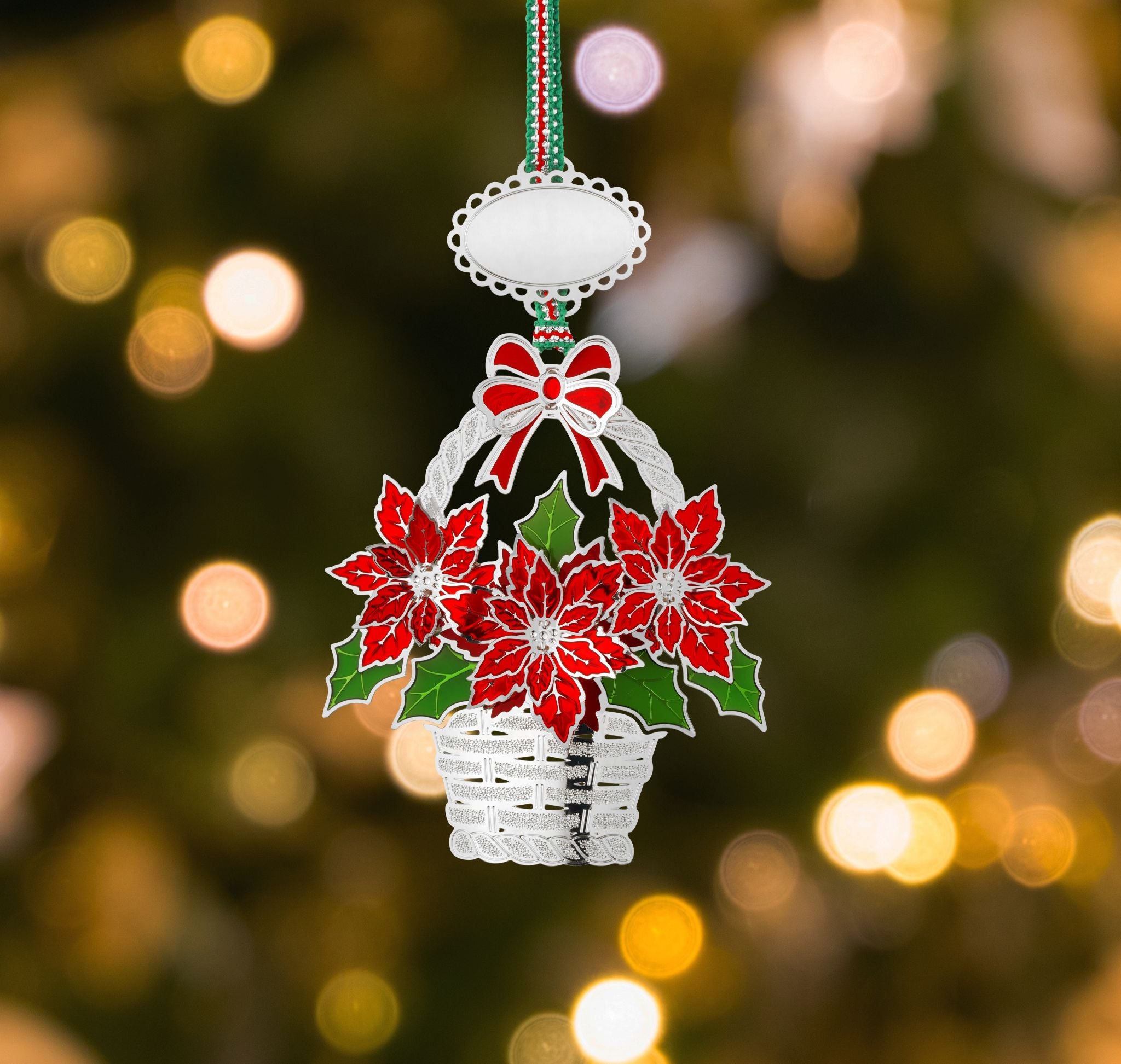 Poinsettia Basket Christmas Tree Decoration