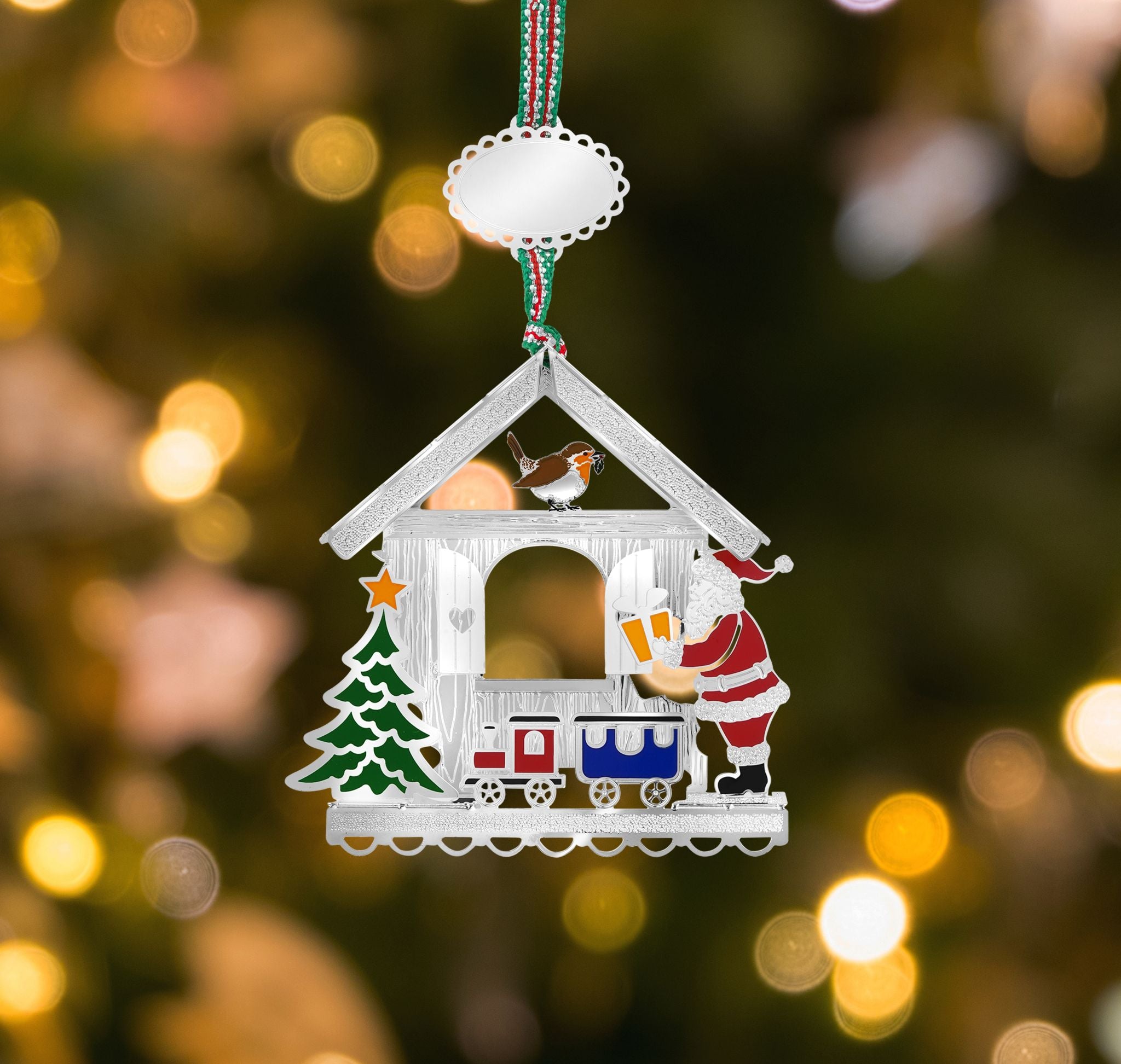 Santa and Robin Christmas Tree Decoration