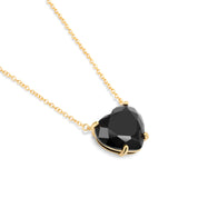 Gold Plated Black Stone Heart Pendant