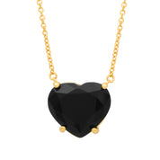 Gold Plated Black Stone Heart Pendant