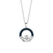 Silver Plated Enamel Claddagh Pendant