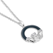 Silver Plated Enamel Claddagh Pendant