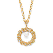 Gold Plated Pearl Leaf Pendant