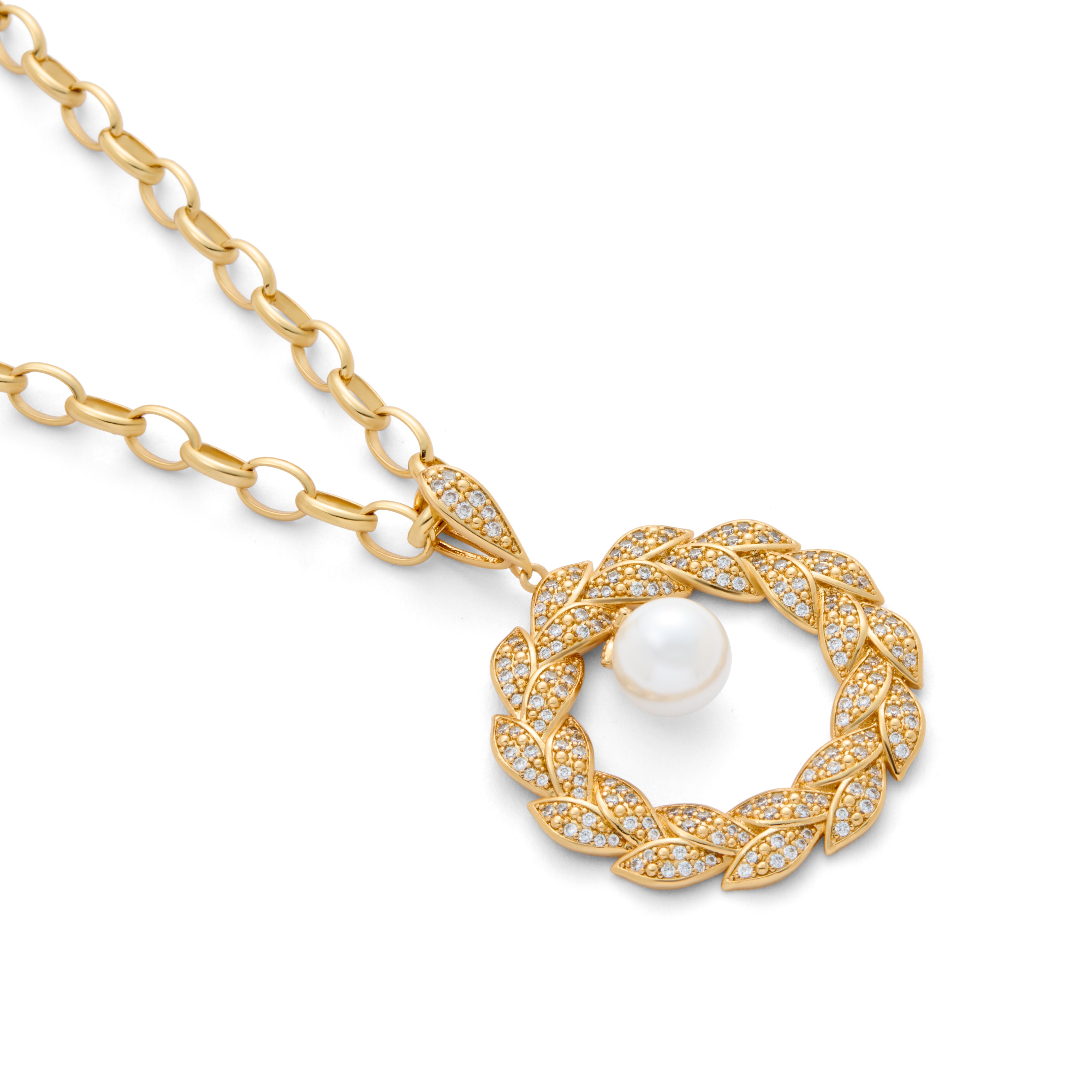 Gold Plated Pearl Leaf Pendant