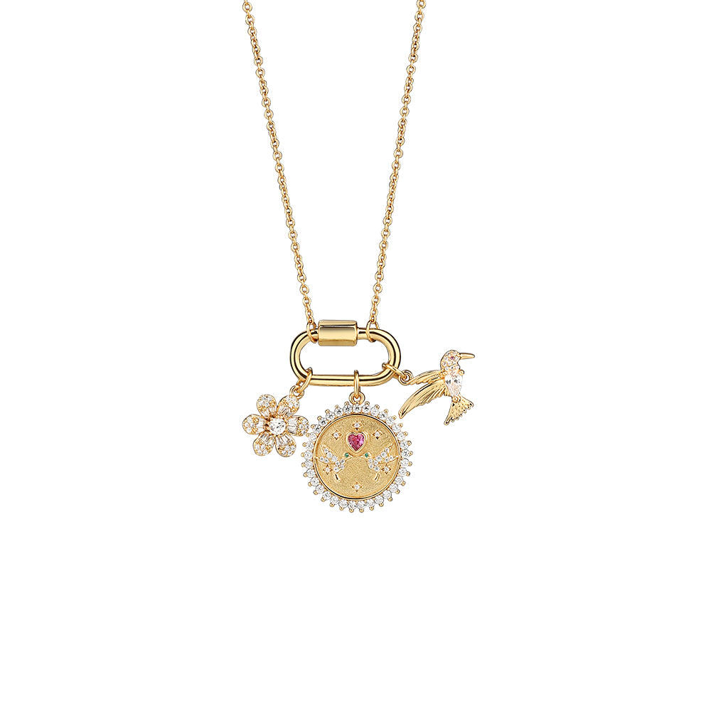 Gold Plated Hummingbird Charm Necklace