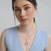 Gold Plated Pink & Green Floral Pendant