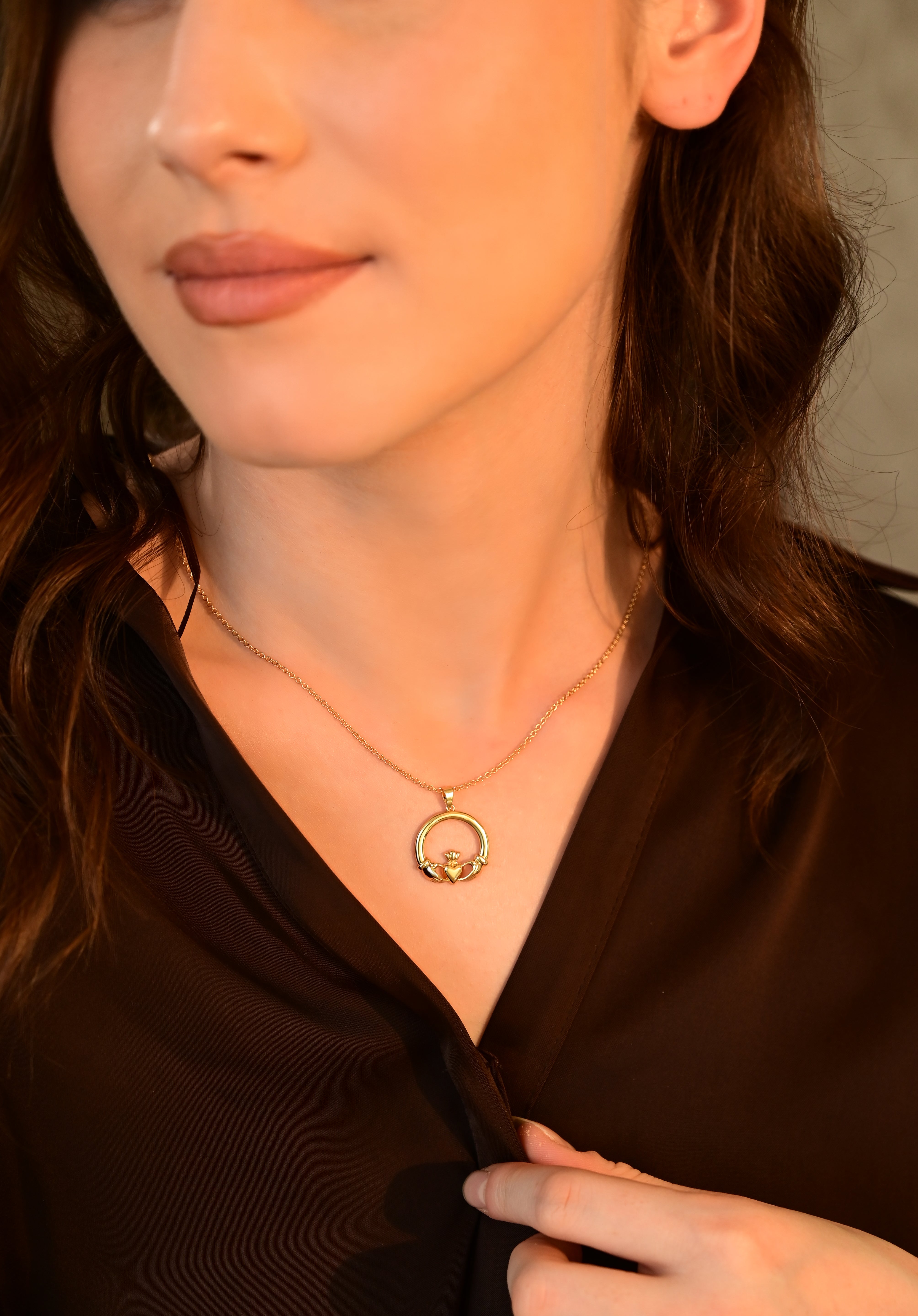 Gold Plated Claddagh Pendant