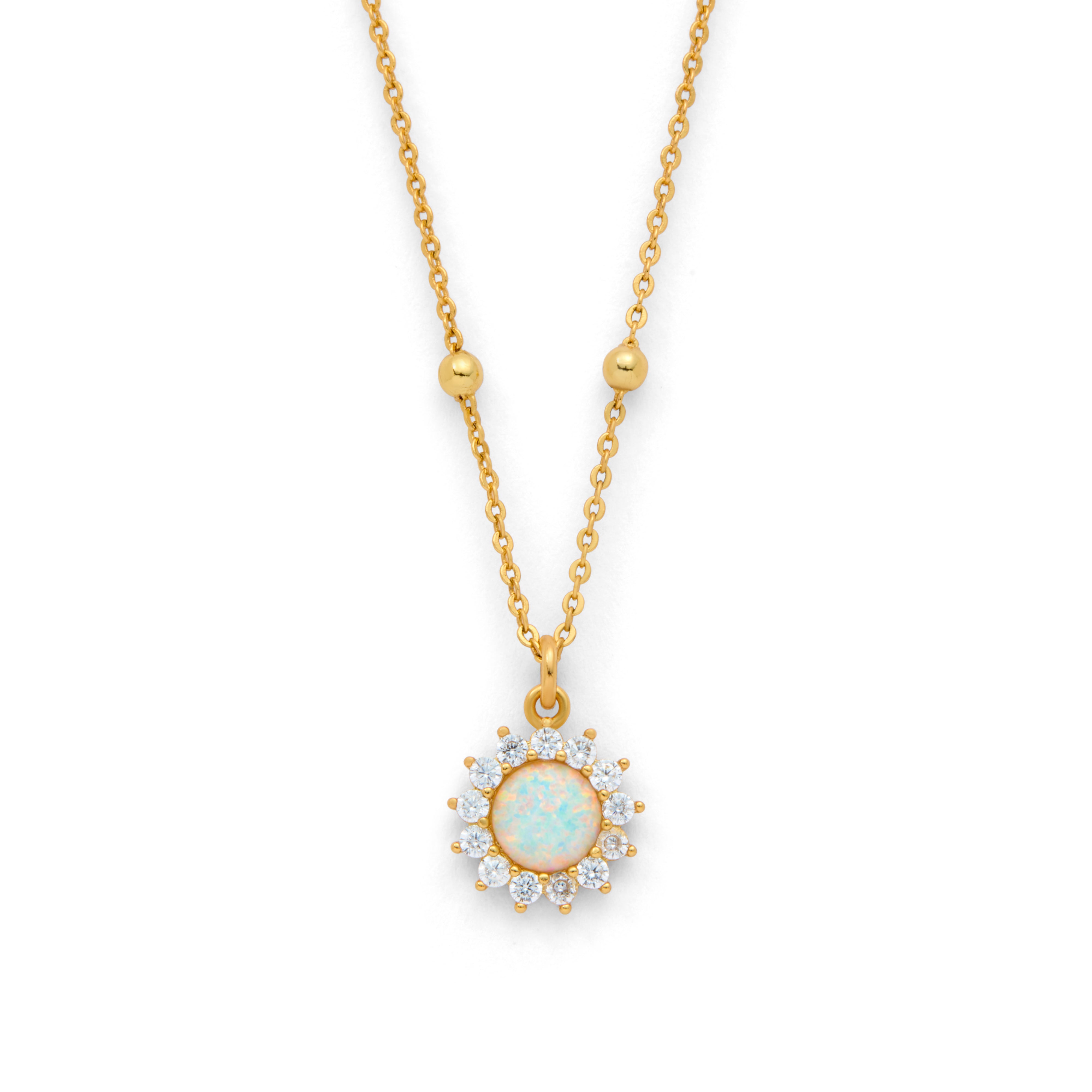 Gold Plated Opal Floral Pendant