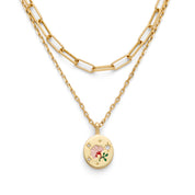 Gold Plated Multi Chain Enamel Pendant