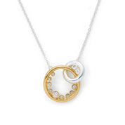 Silver & Gold Plated Infinity Circles CZ Pendant