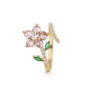 Gold Plated Pink Floral Revolving Ring