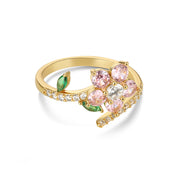 Gold Plated Pink Floral Revolving Ring
