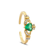 Gold Plated Emerald Green Claddagh Ring