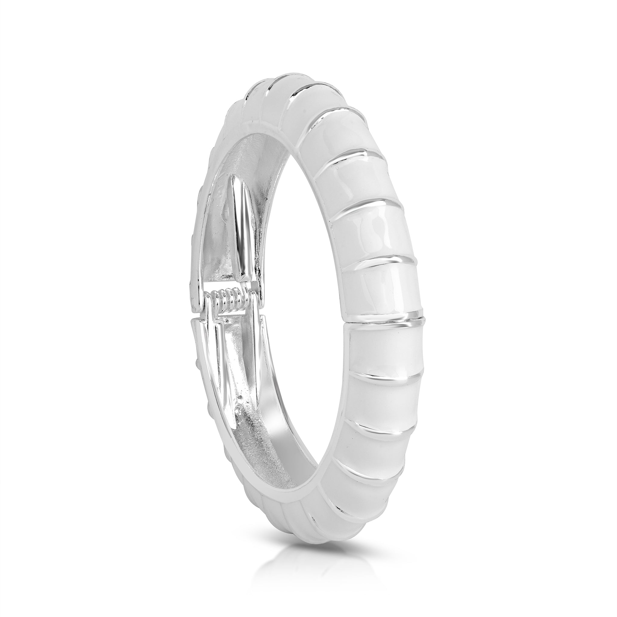 Silver Plated White Enamel Bangle