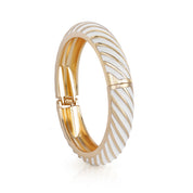 Gold Plated White Enamel Bangle