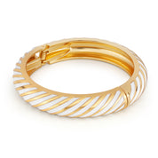 Gold Plated White Enamel Bangle