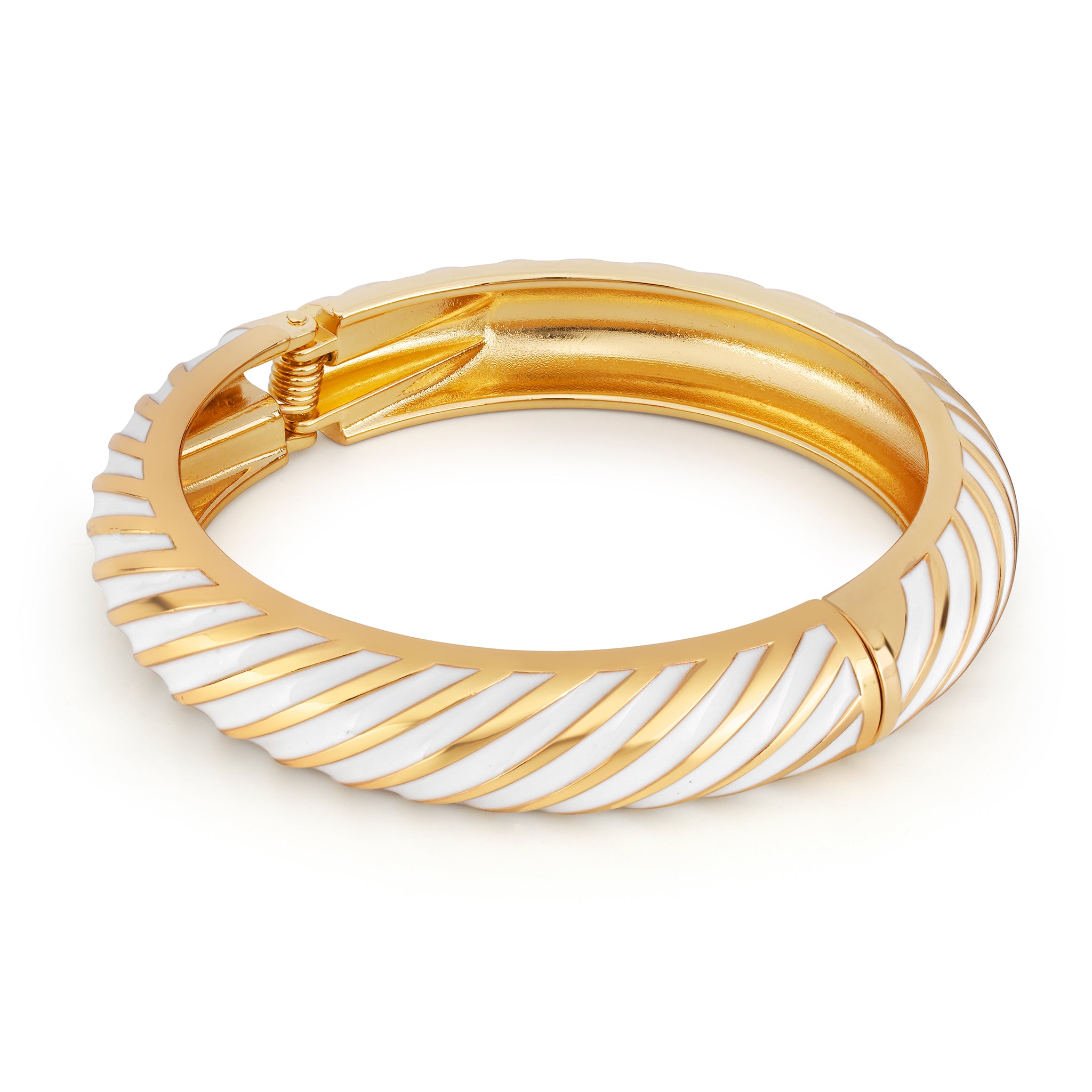 Gold Plated White Enamel Bangle