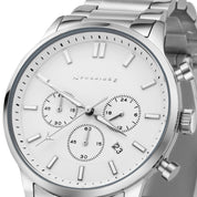 Gents Silver Plated Chronograph Watch White Face