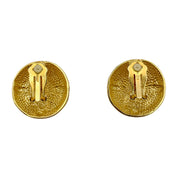 1980's Gold Tone Navy & Cream Enamel Star Earrings