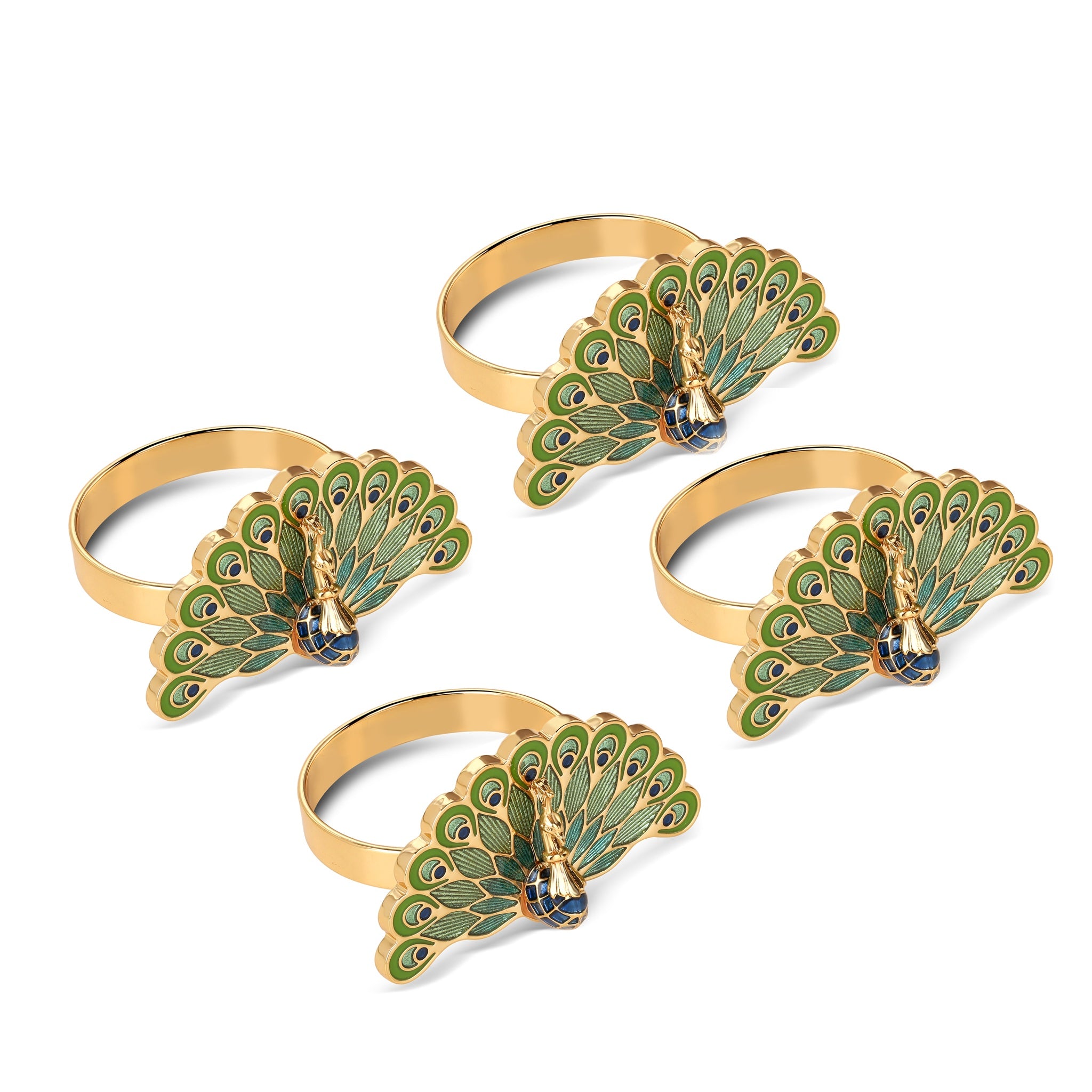 Peacock Napkin Rings Set of 4