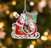 Santa on Sleigh Photoframe Tree Decoration