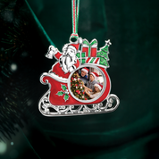 Santa on Sleigh Photoframe Tree Decoration
