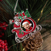Santa on Sleigh Photoframe Tree Decoration