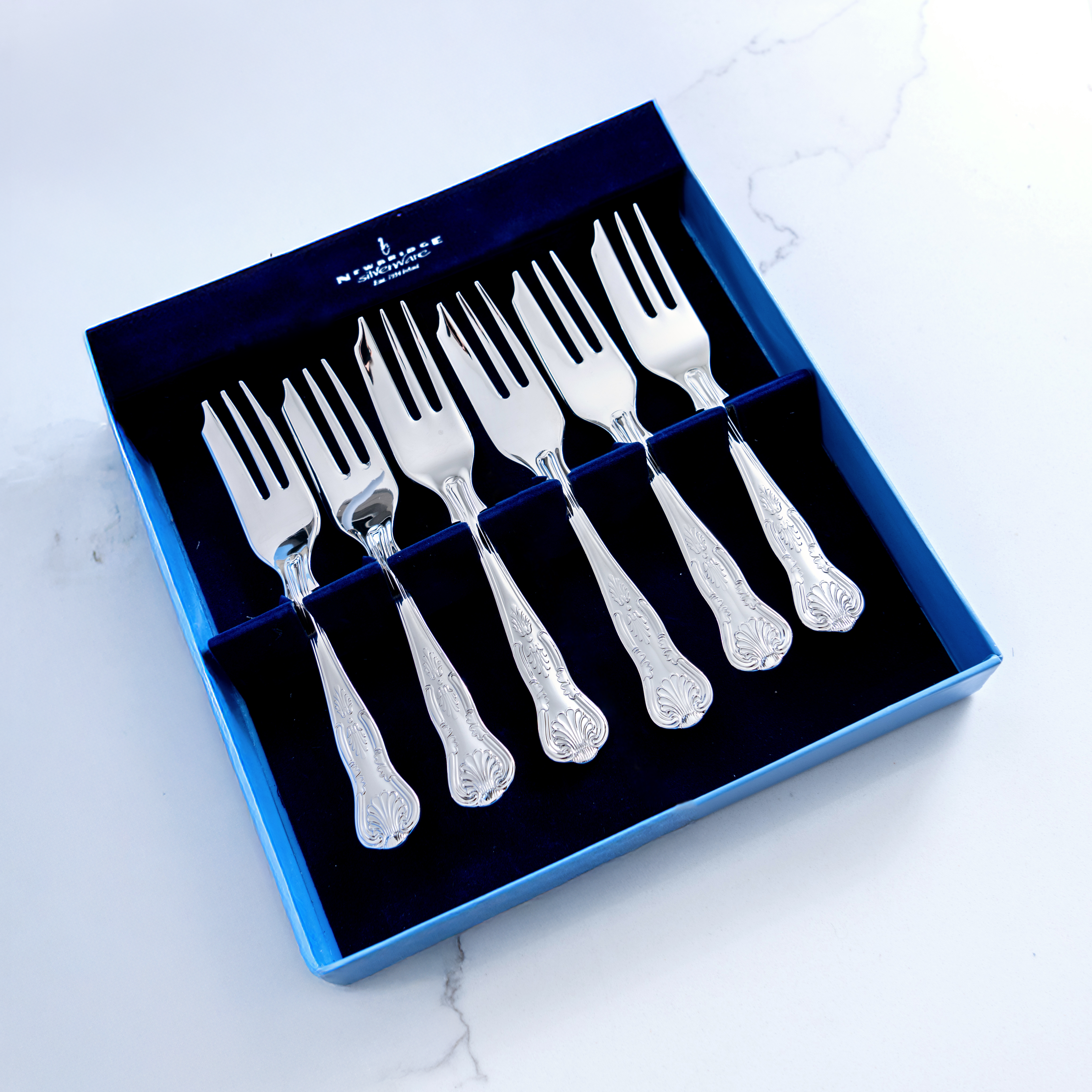 Kings Silver Plated 6 Piece Pastry Fork Set