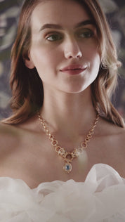 Tigers Head Necklace with Blue Stones
