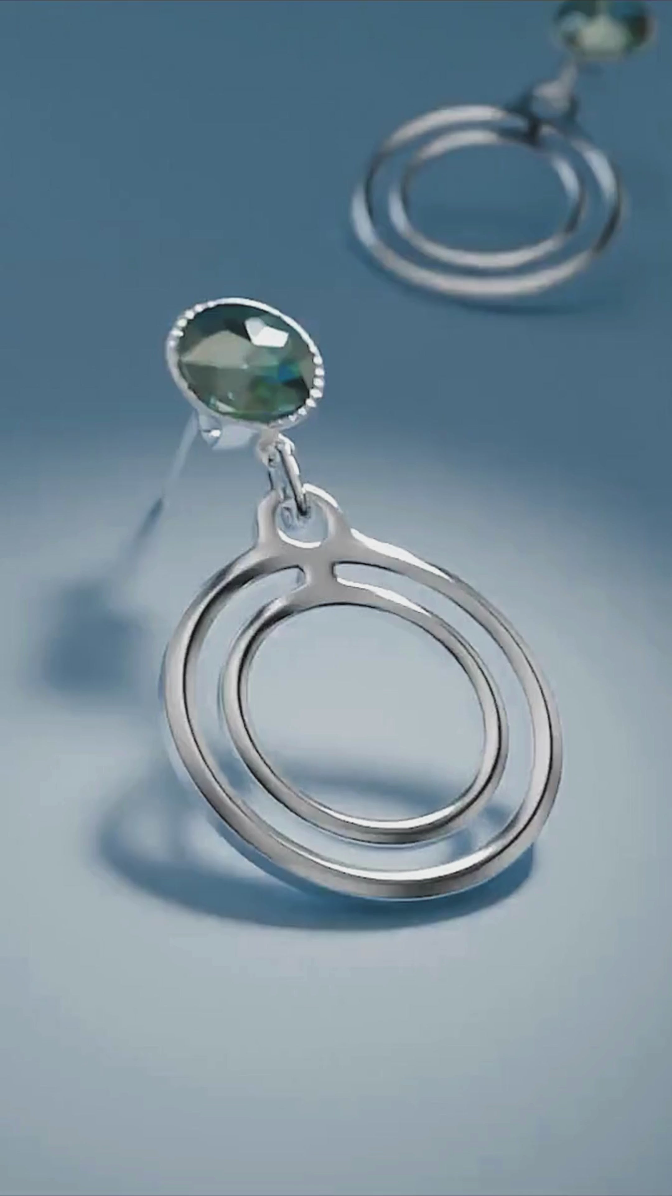 Circular Earrings with Black Stone